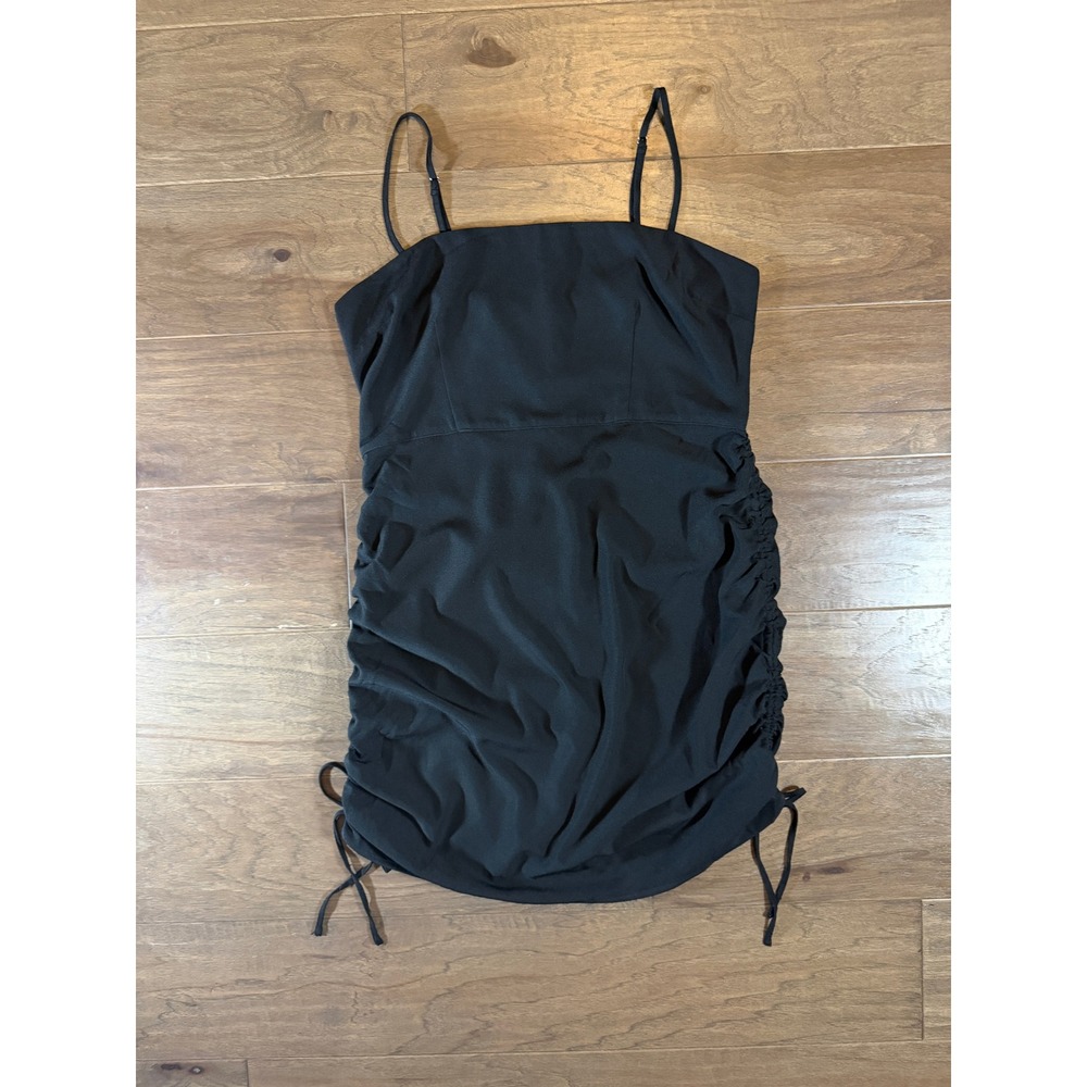 Abercrombie‎ & Fitch Womens Black Ruched Side Mini Dress Square Neck Large LBD
